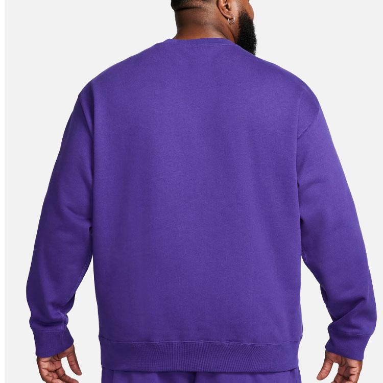 Nike Solo Swoosh Solid Logo Ribbed Crewneck Loose Sports Sweatshirt Men sweatshirt Purple DX1361-504