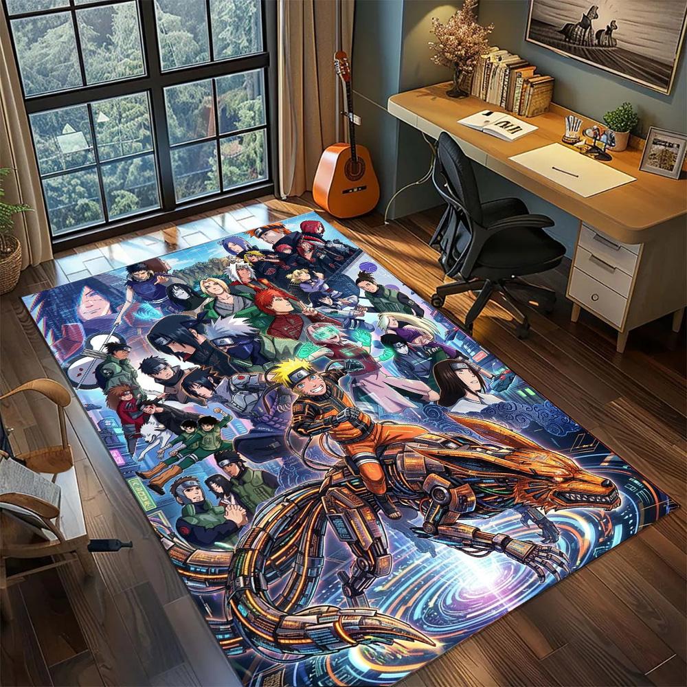 Nine-Tails Fox Kurama Rug Carpet Non Slip Washable Floor Mat Large Area Rugs for Gamer Room