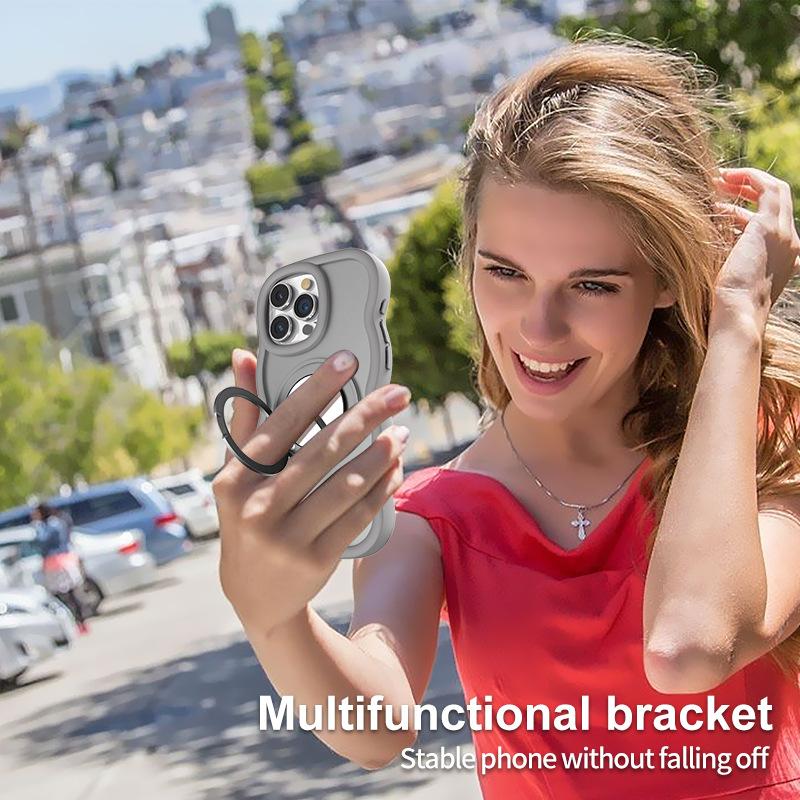 Applicable to Apple 15 mobile phone case mirror advanced sense dirt-resistant iphone16PRO bracket magnetic mobile phone case mirror