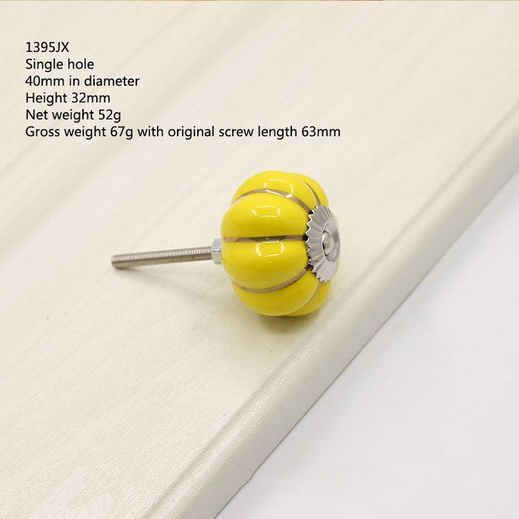 Color Ceramic Through Hole Pumpkin Handle Knobs Light Luxury Modern Minimalist Drawer Cabinet Wardrobe Cartoon Art Handle Knobs