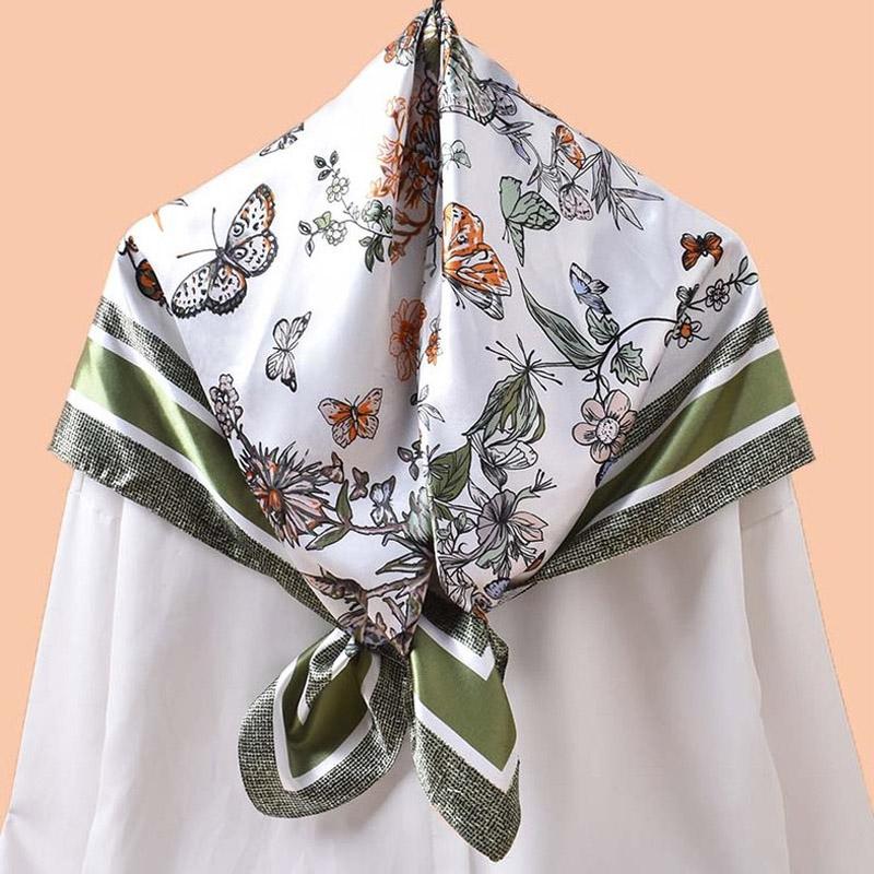 High Quality Silk Satin Square Scarf Womens Hijab Bandana Muslim Headscarves Shawl Wrap Ladies Headband Neckerchief Foulard 90Cm