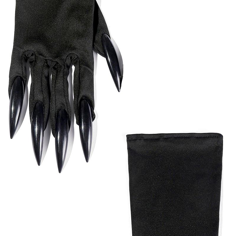 1Pair Vampire Claw Gloves Masquerade Wear Cosplay Funny Halloween Costume Gloves Black Mardi Gras Sparkly Scary Claw Gloves