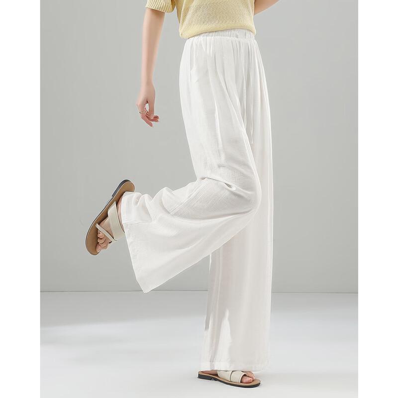 TERRE BLEUE Women's Linen Blend Straight Leg Pants