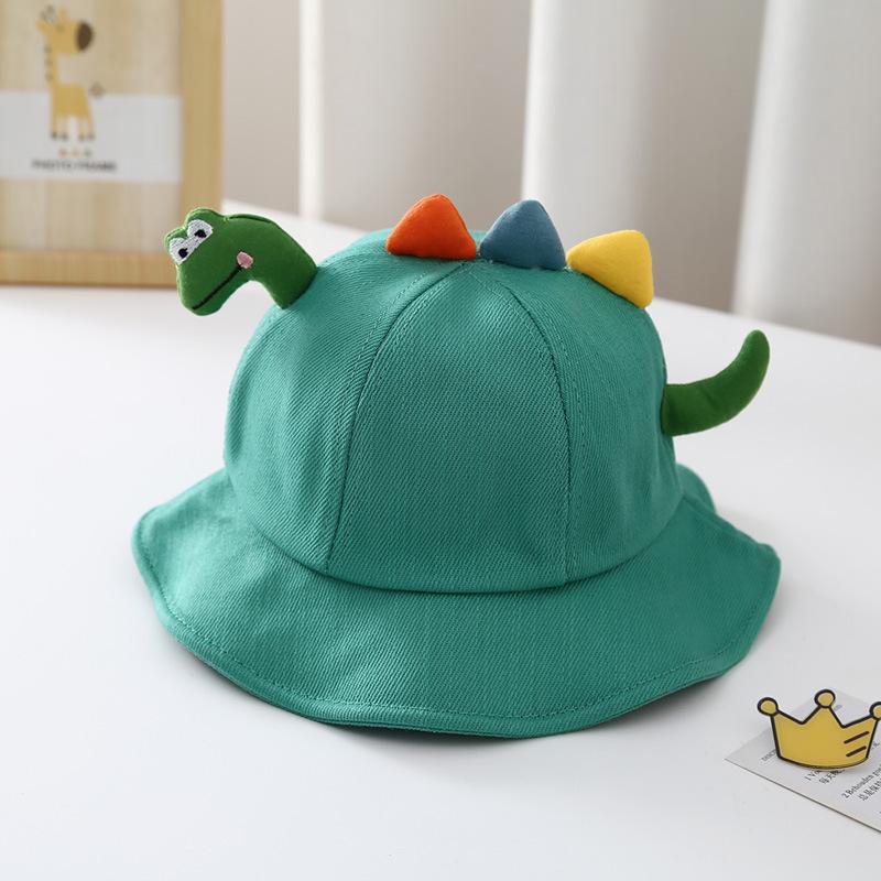 Cappello a secchiello 3D con cartone animato di dinosauro per bambini, cotone spazzolato, unisex, cappello da sole per bambini per primavera e autunno
