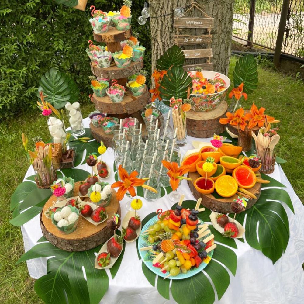 10pcs Artificial Hawaii Tropical Palm Leaves Hawaiian Luau Beach Theme Party Supplies Wedding Table Decoration Turtle Back Leaf