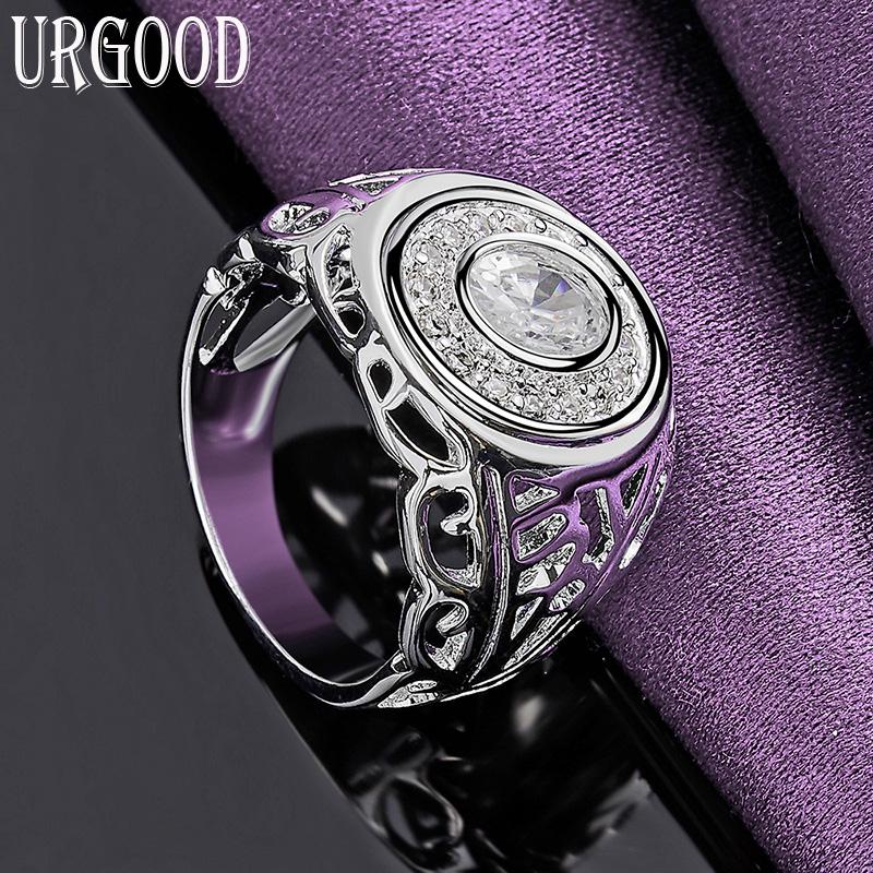 925 Sterling Silber Hohlmuster AAA Zirkon Ring Party Geschenk Romantischer Schmuck