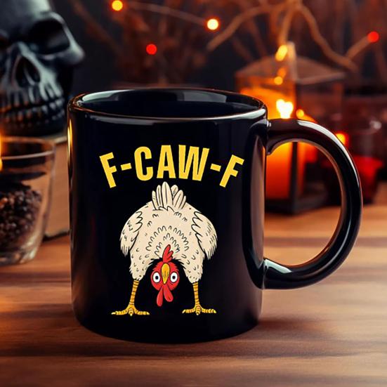 Personlig F-Caw-F Kyllingkrus 15oz Keramisk Kaffekopp Morsom Hane Gårdsdyr Humor Krus Gjenbrukbart Oppvaskmaskin Mikrobølgeovn Sikker Drikkeglass
