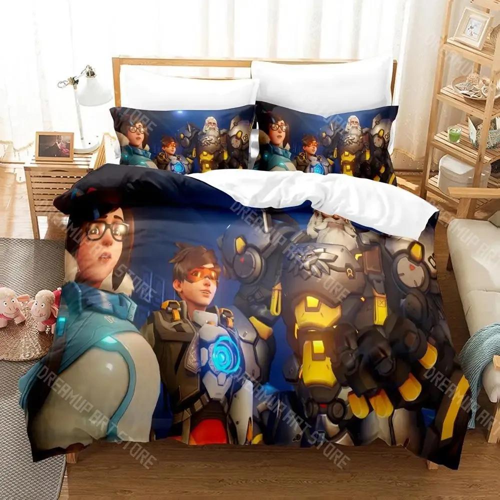 Overwatch 2 Bedding Set Boys Girl Twin Queen King Size Duvet Cover Pillowcase Bed Boys Adult Home Textiles