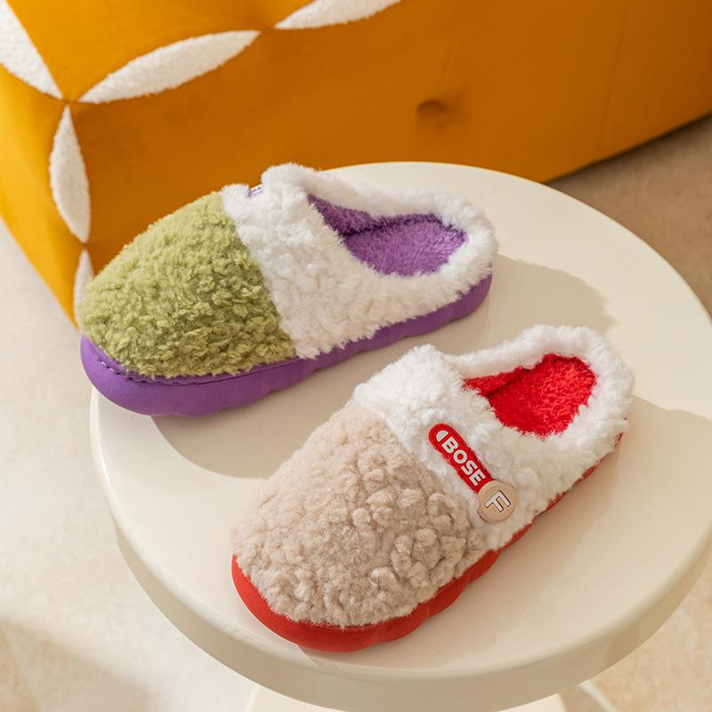 Fashion Winter Warm Fluffy Slippers Women Comfort Soft Sole Plush Home Woman 2024 Mix Color Closed Toe Thick Bottom Cotton Shoes