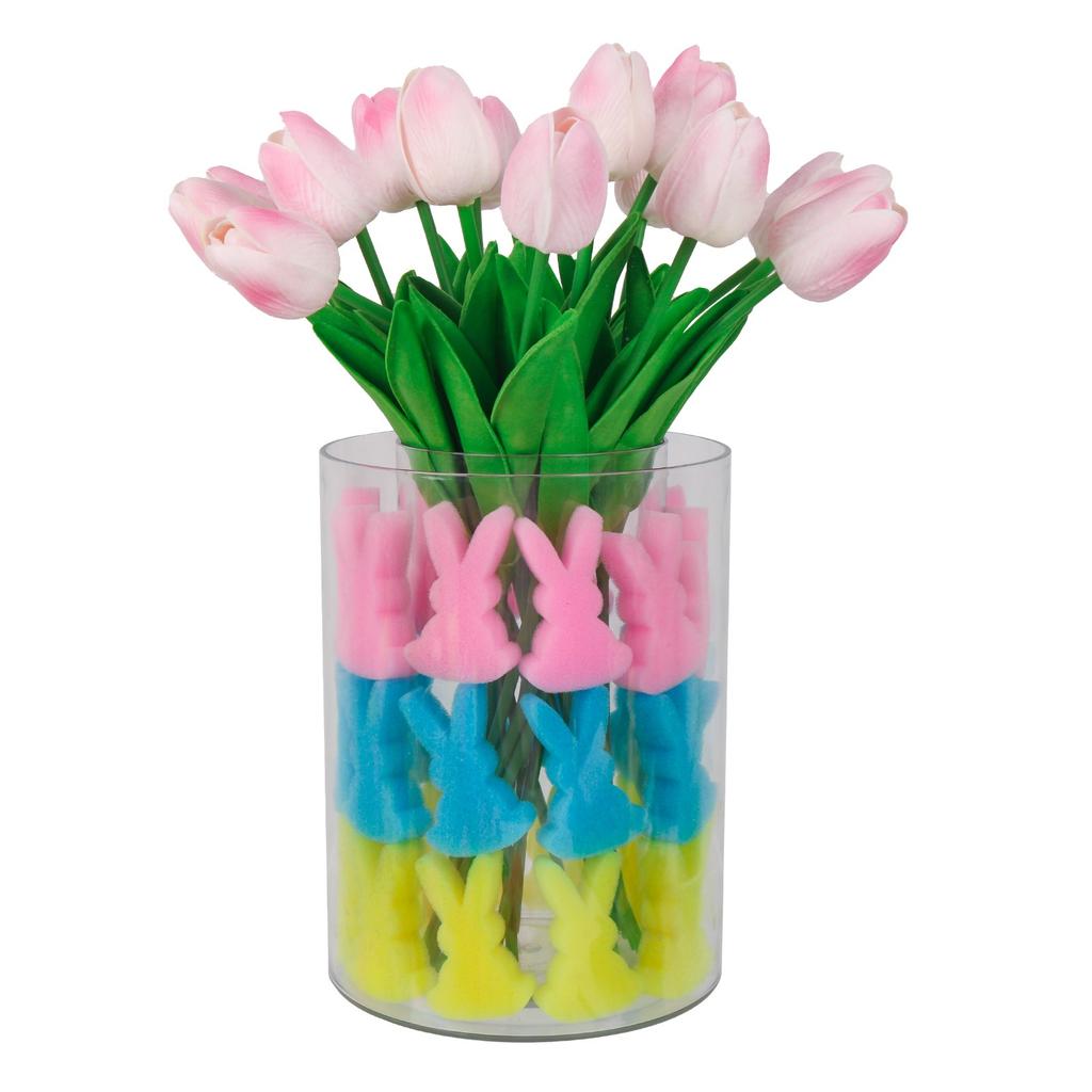 Easter Bunny With Tulips High Elastic Sponge Stamping Flower Arrangement PU Sponge