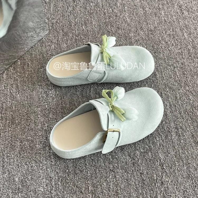 Baotou slippers women's new spring and summer fashion casual shoes in 2025 versatile cartoon belt buckle Boken shoes