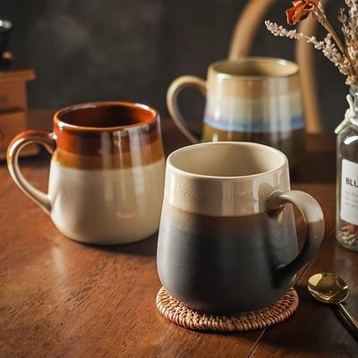 Gradient Kreative und Einfache Frühstückstasse Universelle Paartasse für Zuhause Kaffeetasse Ins Retro Keramiktasse mit Eisriss