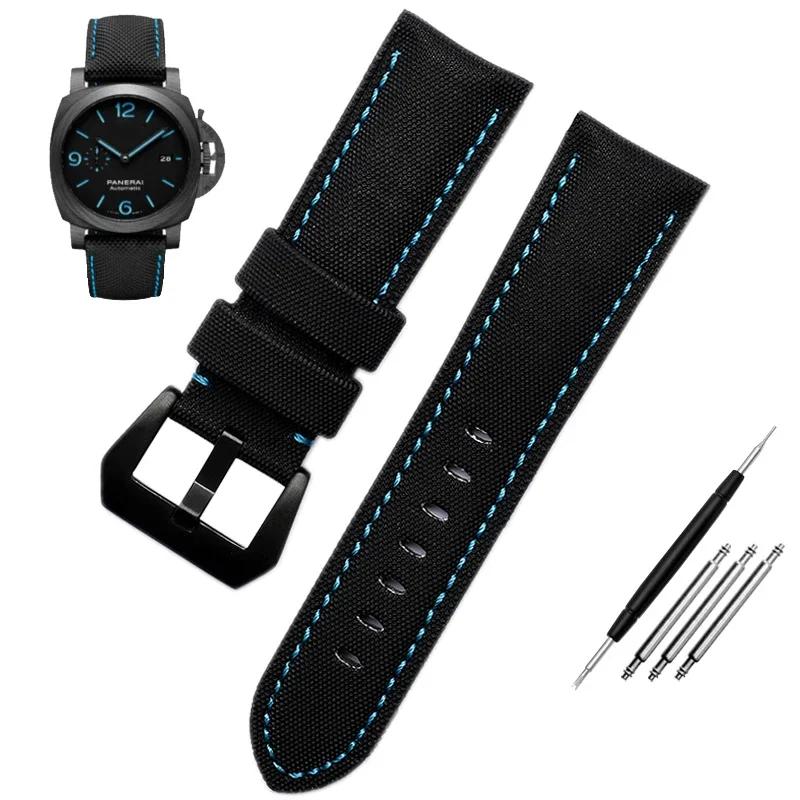 

Nylon Carbon Fiber Watchband For Panerai PAM1661 441 watch GT2 Magic2 BELL ROSS 22/24/26MM Blue black Watch Strap band bracelet 22mm