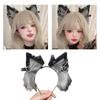 Cat Ear Hairband with Alloy Earring Whimsically Plush Wolf Headband for Cosplay