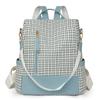 Rucsac antifurt pentru femei Geantă de umăr multifuncțională în carouri Rucsac de călătorie cu trei scopuri