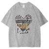 Leopard Print Tiger Skin Heart Pattern Unisex Women Cotton Tshirt Love In Wild Print Retro Designed Unisex Tee Loose Graffiti Top