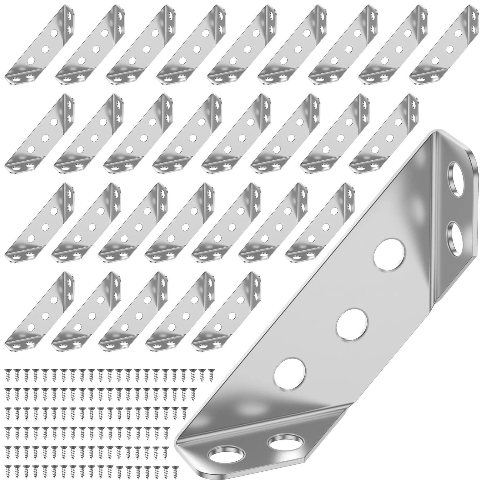 

251-50Pcs Furniture Corner Connector Fastener Steel Angle Corner Bracket Universal Heavy Triangle Corner Brace for Wood Cabinet