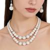 White Faux Pearl Necklace Ladies 2 Strands Beads Choker Elegant Layered Necklace Jewelry for Dating Weddings Parties
