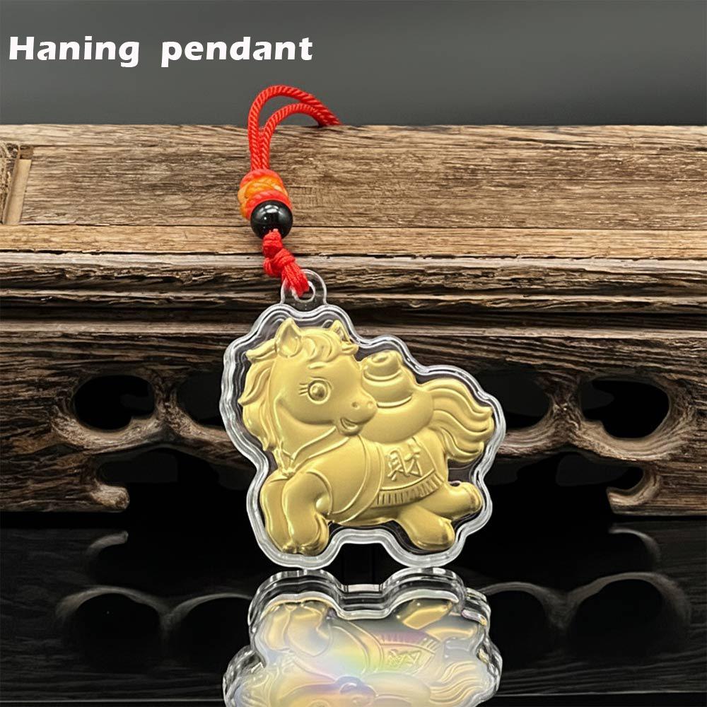 Imitation Gold Foil Zodiac Horse Pendant Lucky Horse Phone Chain Bag Pendant  Personal Accessory