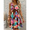 Women's Teal Tropical Hummingbird Print Dress, Casual Loose Fit for Spring Summer Vacation