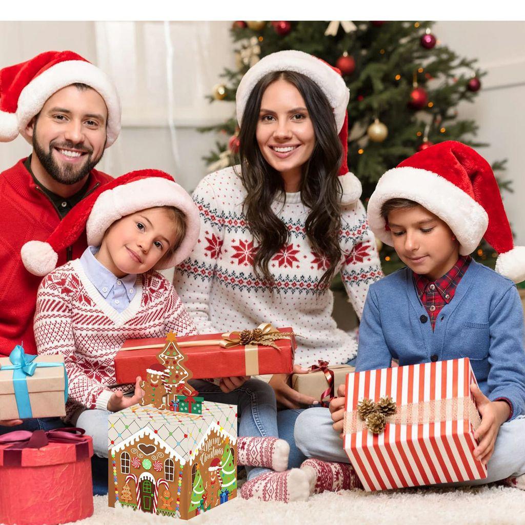 House Gingerbread Man Pattern Paper Gift Box Christmas Celebration Decor Props