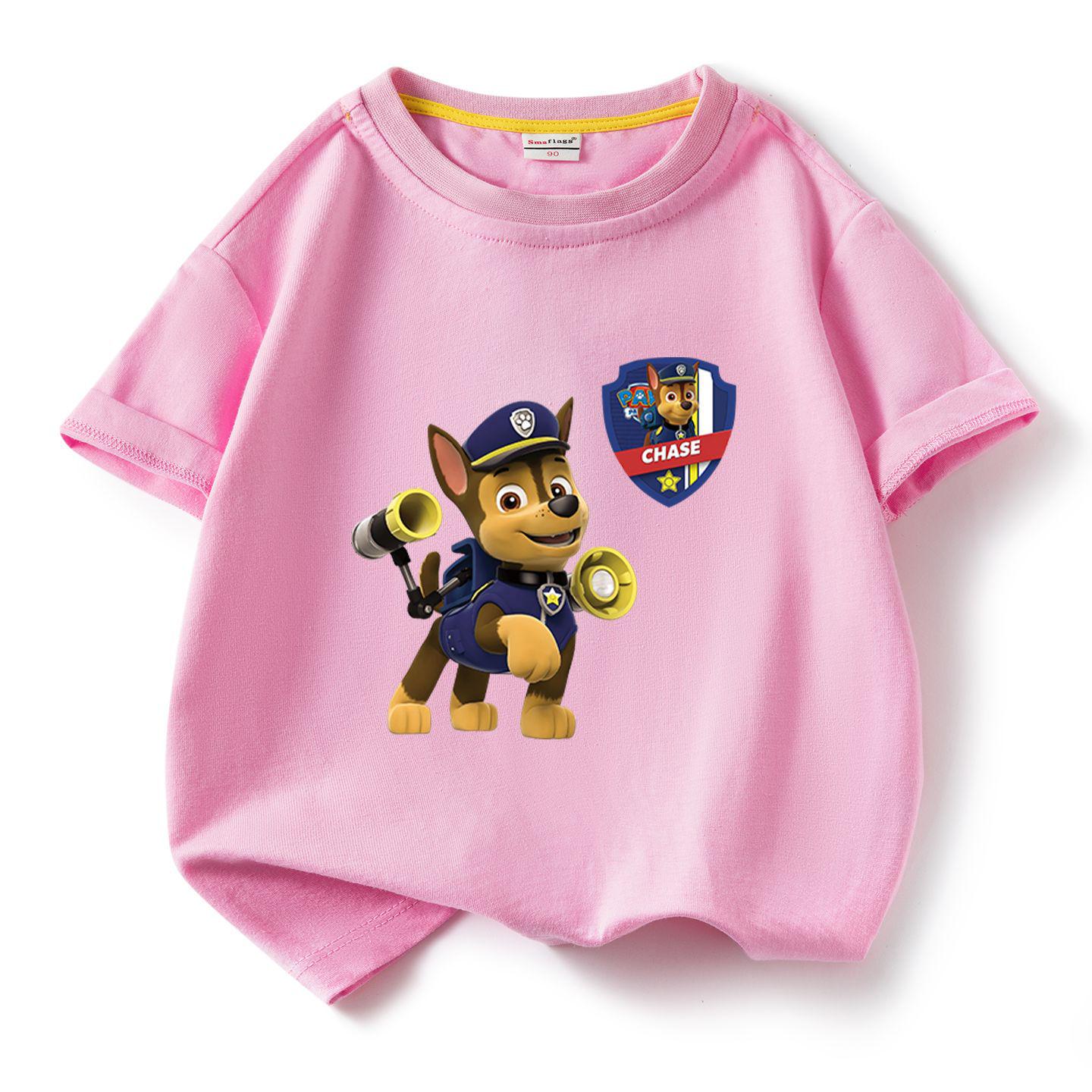 Paw Patrol Boys  Short Sleeve Cotton T-shirt - 2026 Summer Casual Loose Fit 80cm розовый