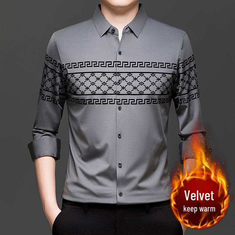 

Мужская флисовая рубашка с длинным рукавом, эластичная, с ромбовидным узором M