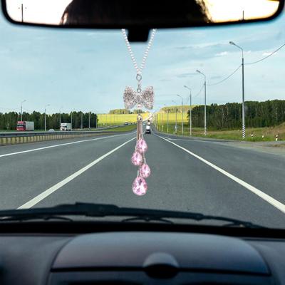 Yousheng Bling Rhinestone Car Charms Rear View Mirror Decoration with Lanyard Easy To Install Sun Catcher Ornament Hanging Pendant