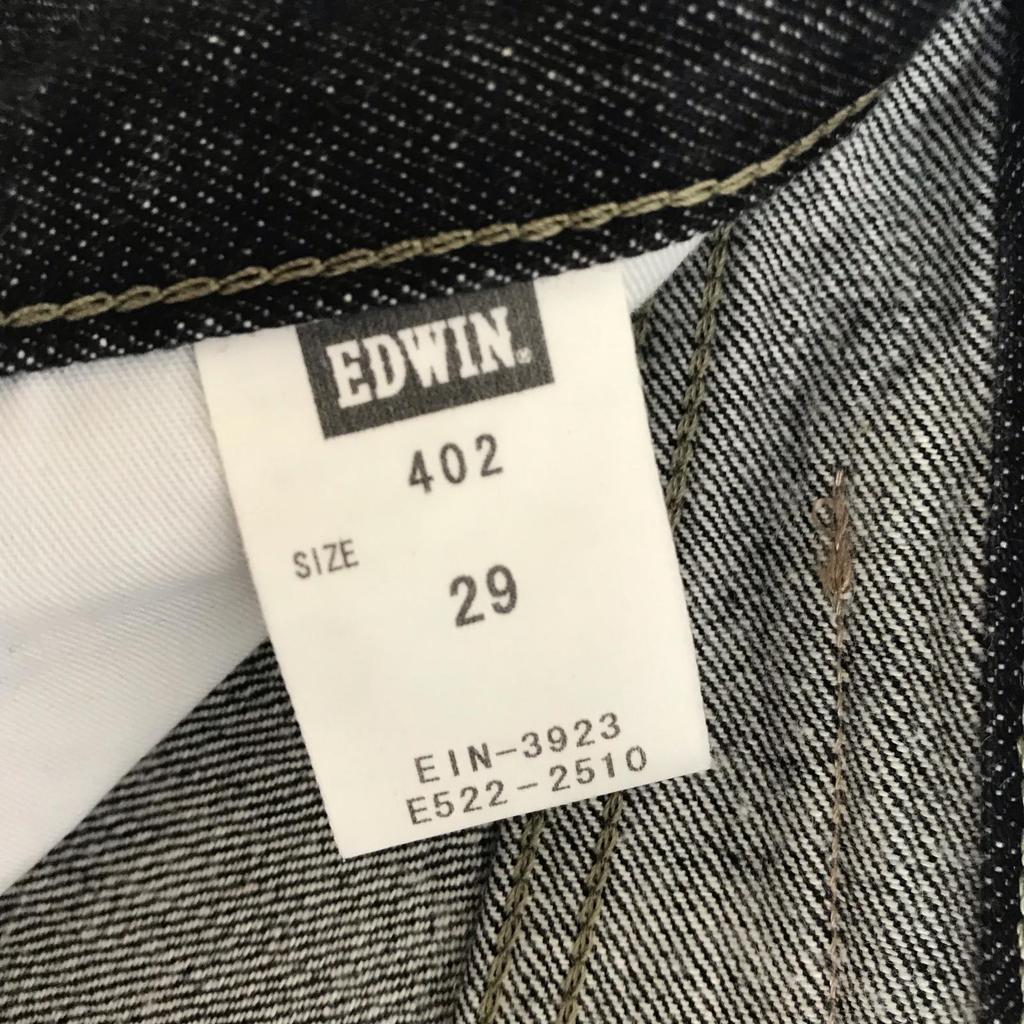 NEW Tag Unused Japan EDWIN 402 Black Denim Pants W29 Men's M Inset 74cm Gray Bottoms(USED)