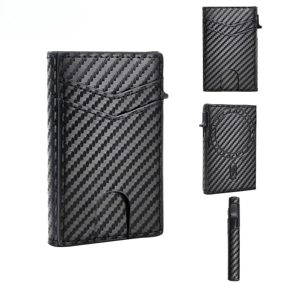 Magsafe Credit Card Holder Men Magnetic Wallets Rfid Carbon Bank Cardholder Case Wallet for Apple for IPhone 16 15 14 Pro Max