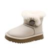Winter new children's leather snow boots simple and versatile large cotton boots real hairy warm boots for boys and girls