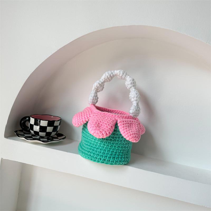 

Korean Style Handwoven Plush Snack Bag For Kids Adorable Floral Design For Girls