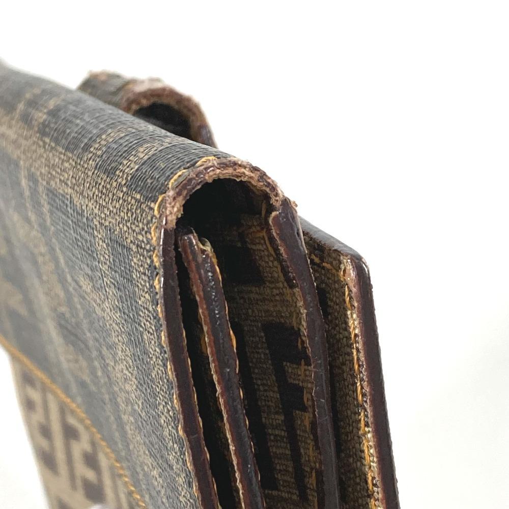 FENDI Zucca logo Zucchino Compact wallet Folded wallet Leather/PVC Brown/Beige
