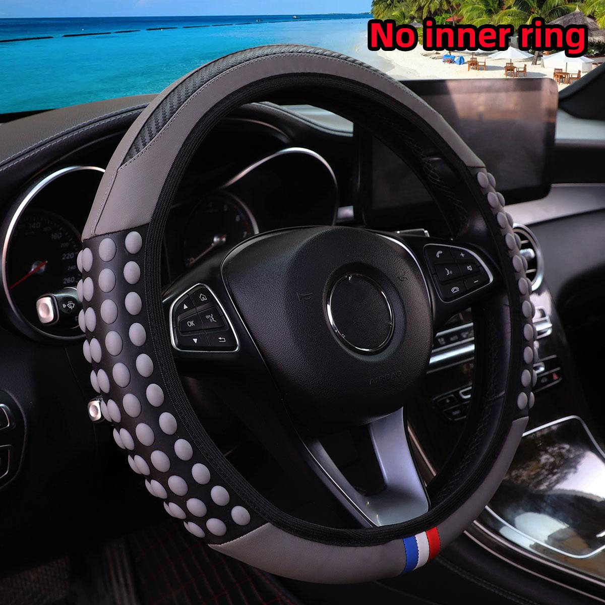 

Automotive Products Carbon Tiny Silicone Massage Pellet Leather Steering Wheel Cover without Inner Ring Fits 14.5-15 Inches серый