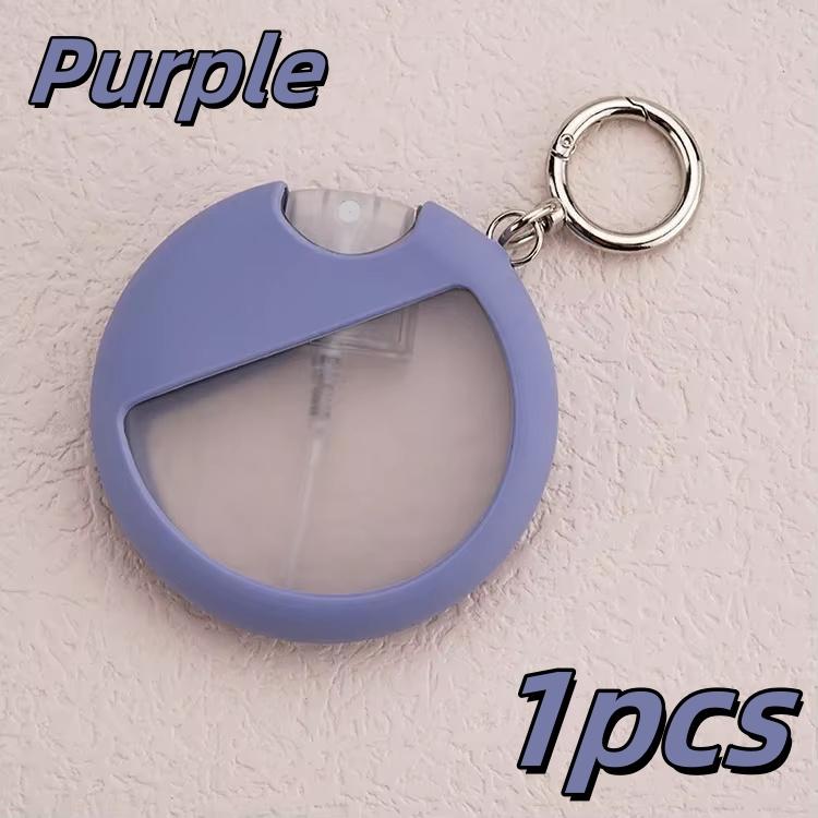 

1pcs 25ml Round Card Plastic Perfume Bottle With Silicone Protective Cover Hook Travel Dispenser Bottle Refillable Cosmetic Tool