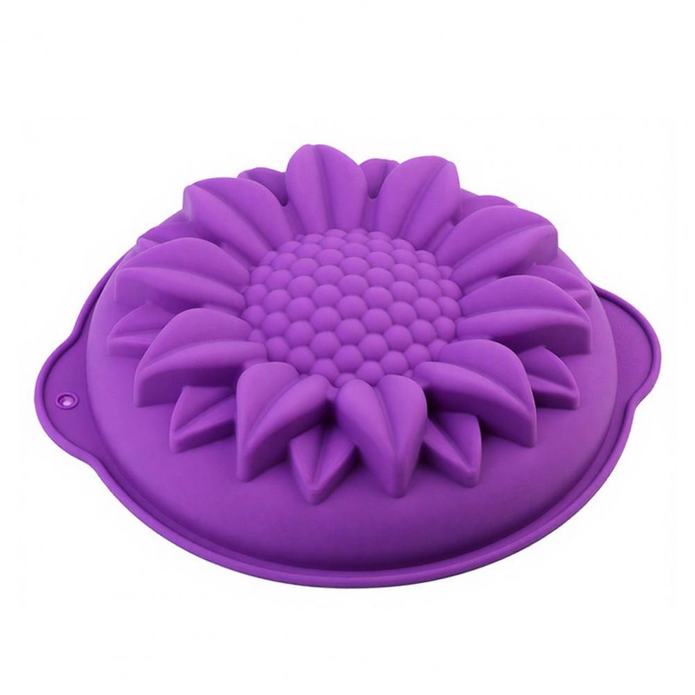

Large Sunflower Cake Mold Silicone Birthday Cake Baking Tray for Baking Loaf Muffin Brownie Cheesecake Pie Bread Jelly фиолетовый