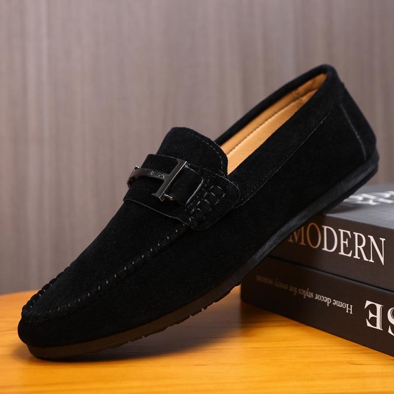 Single Shoe Low Cut Men's Comfortable Leather Shoes with Soft Soles, Casual Loafers