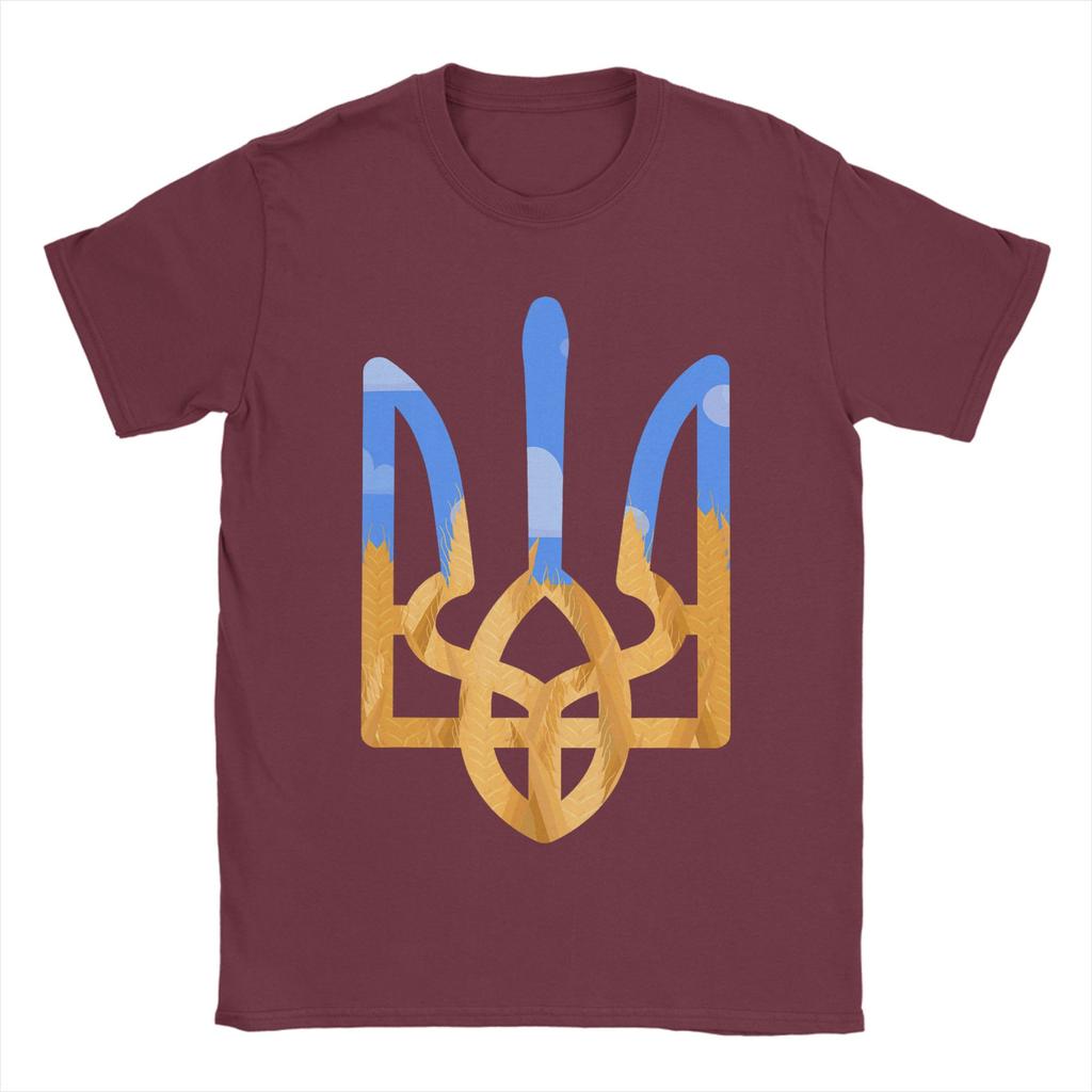 Mens TShirts Ukraine Coat Of Arms Ukrainian Power Vintage Pure Cotton Tees Short Sleeve T Shirt Crewneck Clothing 6XL