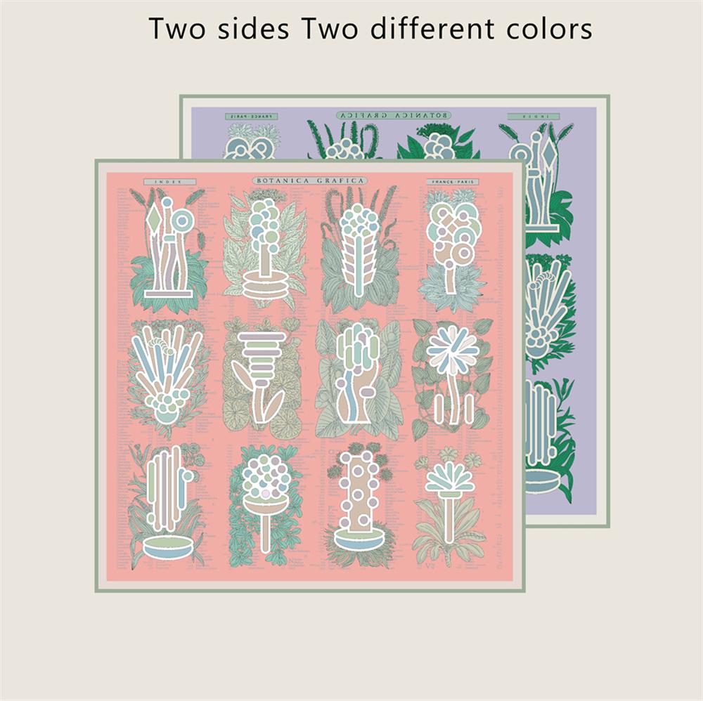 New Silk Scarves Wraps Plant Catalog Printed Twill Silk Scarf Women Shawls Luxury Design Hijab Fashion Square Curled Scarf