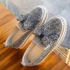 Kvinner Bowknot Rhinestones Low Top Platform Sneakers Walking Loafers Nurse Shoes