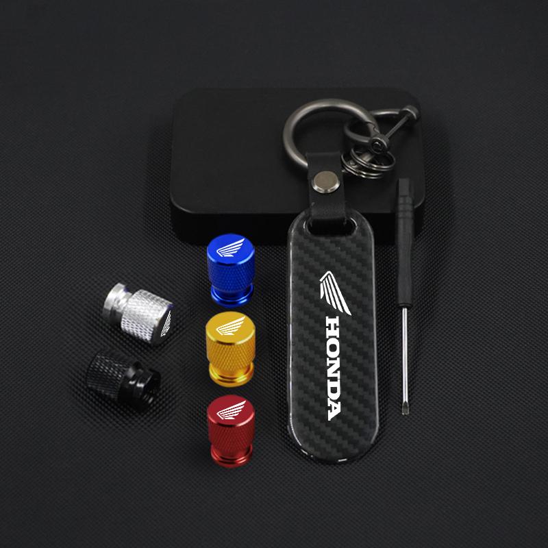 Motorcycle Keychain Keyring Car Tire Valve Cap Tyre Rim Stem Cover For Honda CB400 CB650F CBF CBR250RR CRF SH300 NC750 Accessory