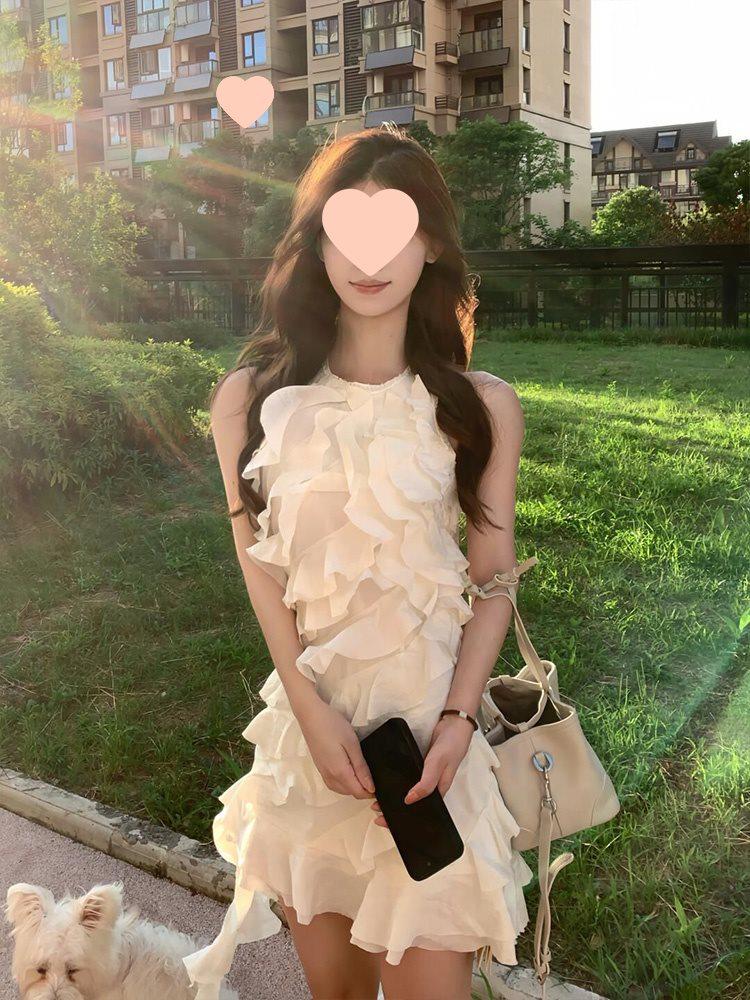 French White Asymmetrical Fairy Summer Dress for Women