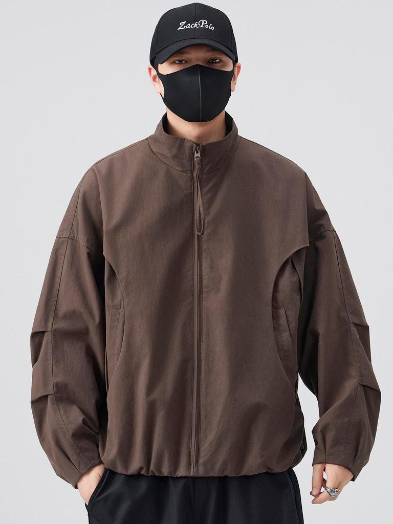 Amerykańska Modna Męska Luźna Kurtka Robocza z Kołnierzem Stójką na Wiosnę i Jesień 2026