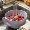 Selbst drehende Beerenwaschschüssel, Vortex-Reinigungsbehälter für Erdbeeren Blaubeeren, Obstwasch-Abtropfsieb mit Wirbeldesign, Küchensieb