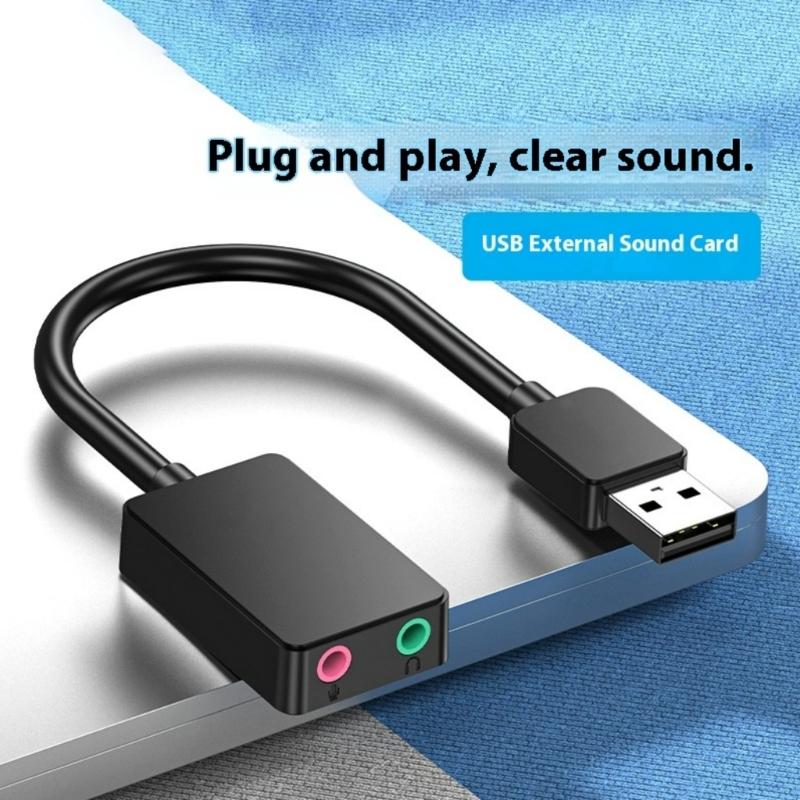 External USB Auditory Adapter Double 3.5mm Headsets And Microphone Port For Desktop Computer Hifi Sound