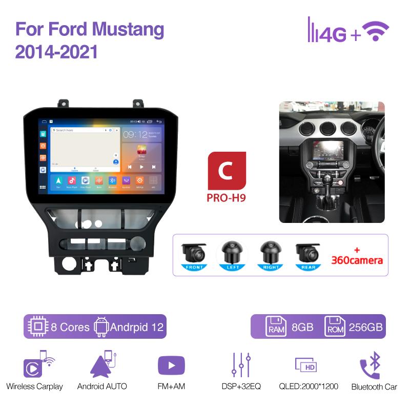 11.6Inch For Ford Mustang 2015-2025 GPS Navigation Radio Android13 8Core 8+256G CarPlay 4G 360Camera Car Multimedia Video Player