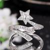 Huitan Star Finger Rings for Women Resizable Band Silver Color Sparkling Cubic Zirconia Exquisite Female Rings  Jewelry