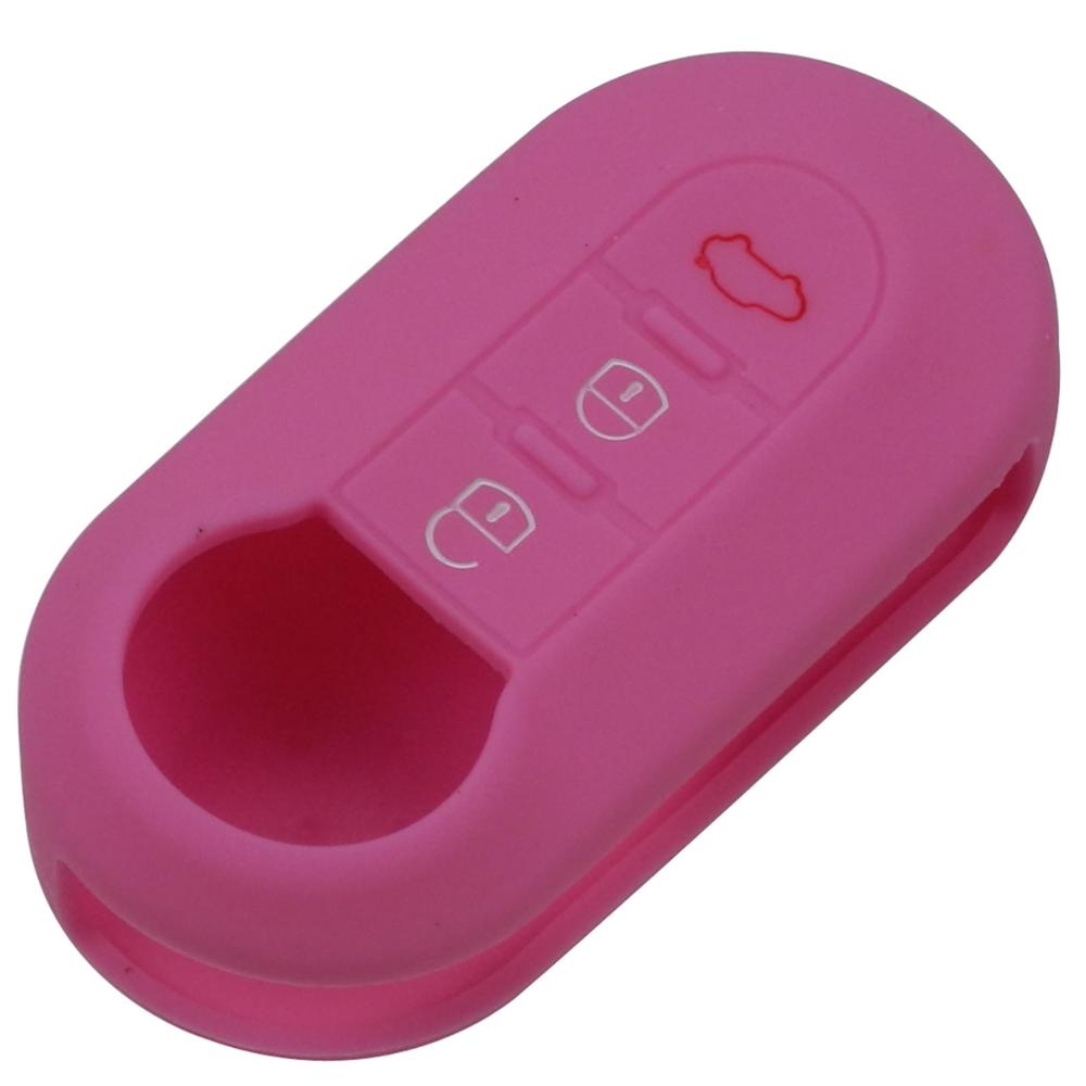 Jingyuqin 3 Buttons Remote Flip Key Shell Blank Fob Silicone Car Key Cover Case For Fiat 500 Folding Flid Key