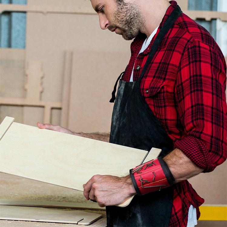 Magnetic Wristband for Holding Screws Nails Drilling Bits Wrist Tool Holder Belts with Strong Magnets Five Rows of Ten Magnets