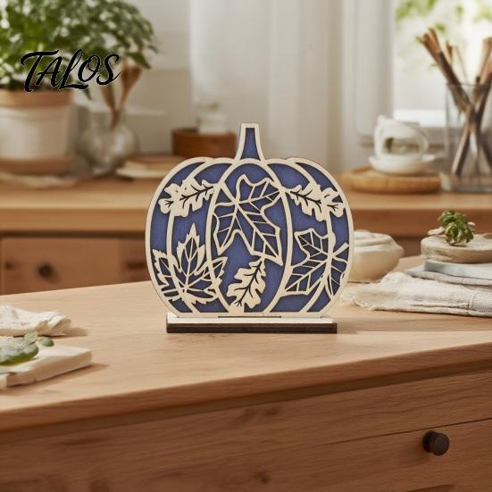 Autumn Theme Party Supplies 3Pcs Fall Wooden Pumpkin Tabletop Decor, Layered Cutout Maple Leaf Entryway Decorative Piece Figurine, Harvest